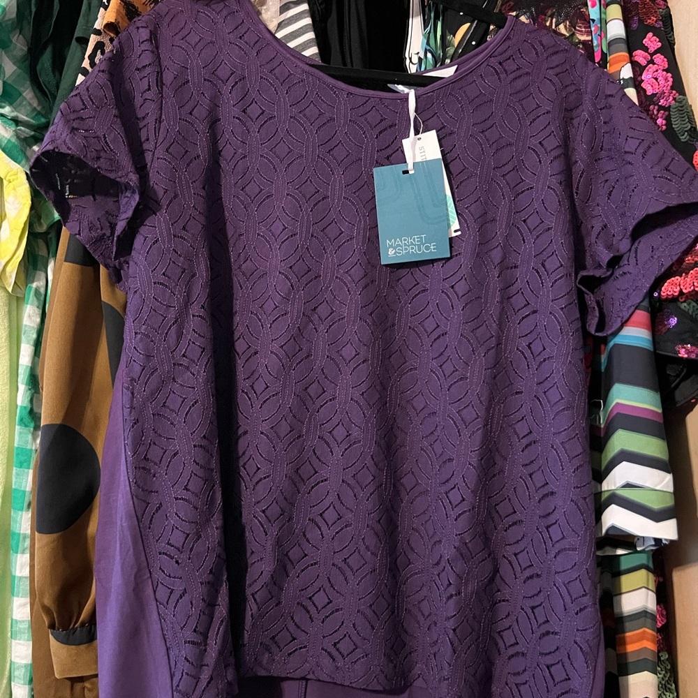 Market & Spruce Purple Lace Women’s Top